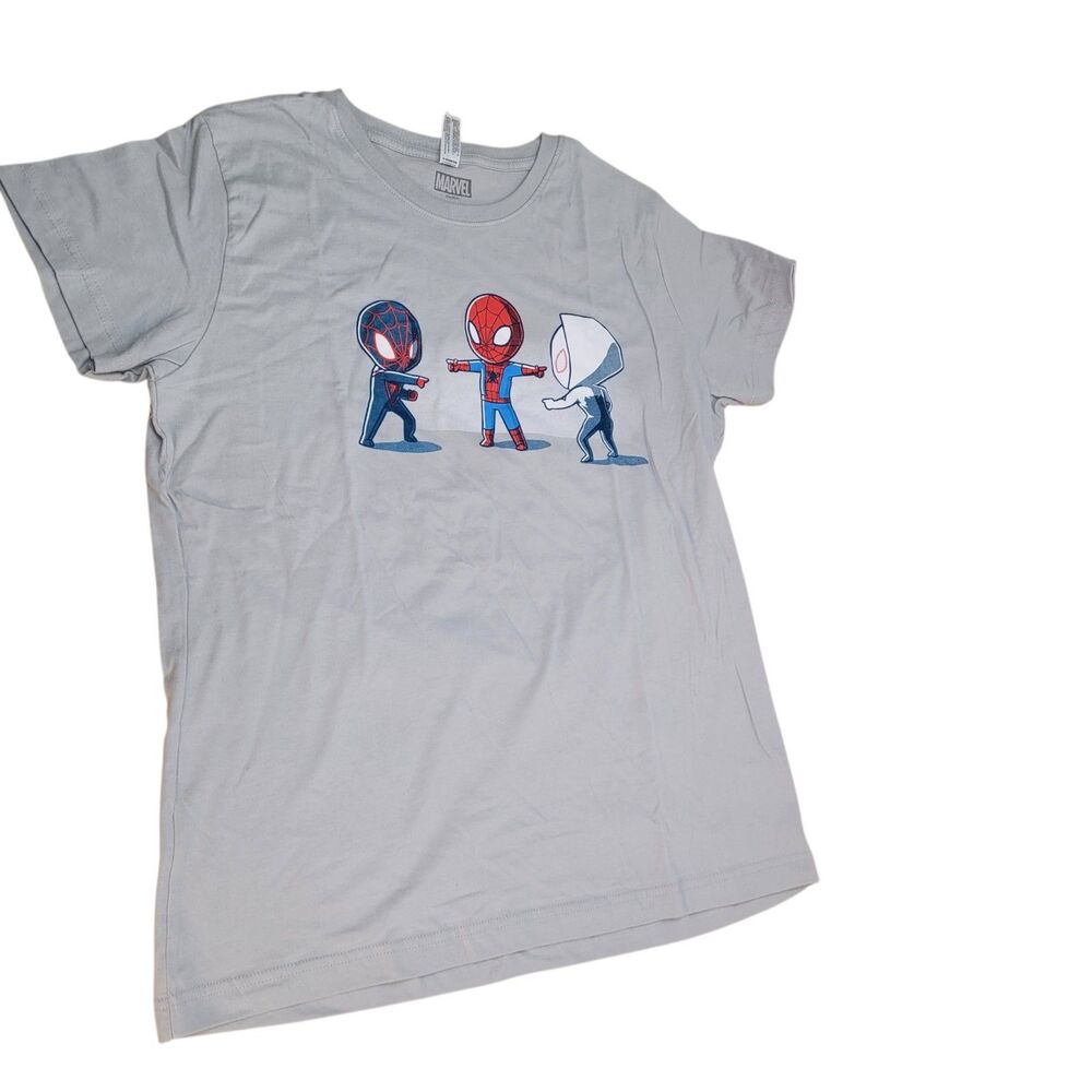 Marvel Girls Spider-Man Meme T-Shirt  Size Large Cotton Gray  NWOT